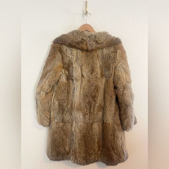 Vintage Fur Coat in Brown with leather trim. Medium - Picture 3 of 8